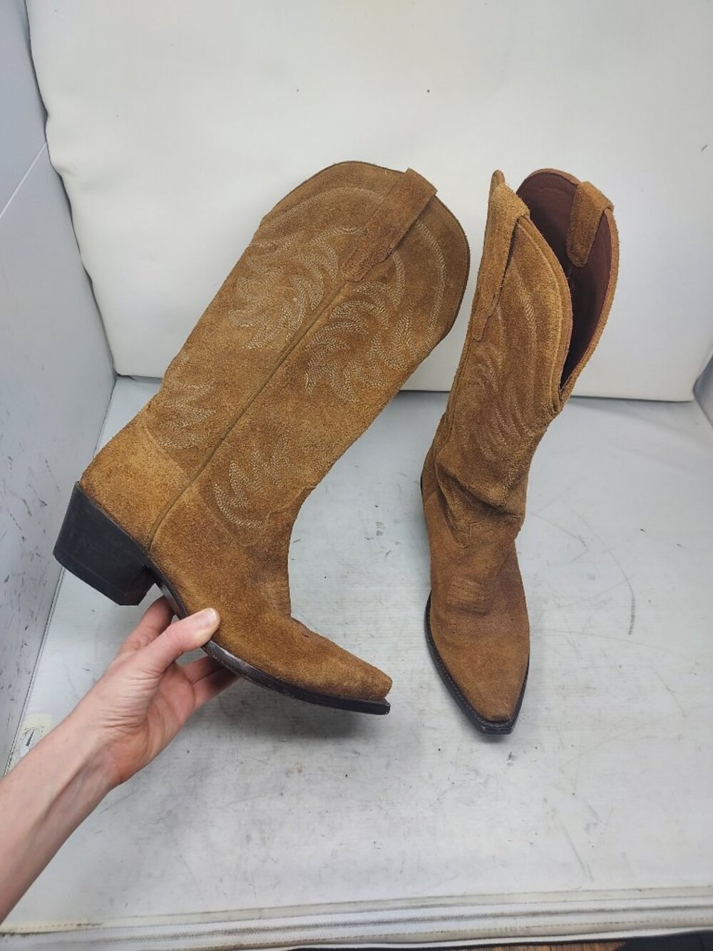 Tecovas WOMENS The Jamie Suede Caramel Brown Cowboy Boot